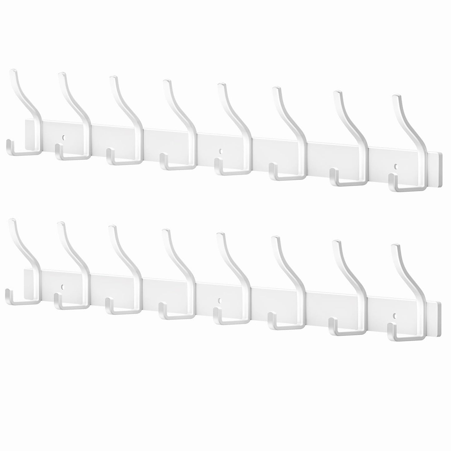 MEIJO Coat Hooks Wall Mounted Stainless Steel, White Coat Rack Wall Mounted with 8 Hooks Heavy Duty Coat Hooks for Door, Bathroom, Bedroom, Kitchen