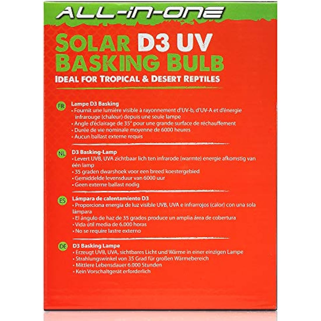 Komodo Solar D3 UV Basking Bulb Heat and Light Bulb for Desert & Tropical Reptile Habitats, Terrarium & Vivarium Lighting 160W