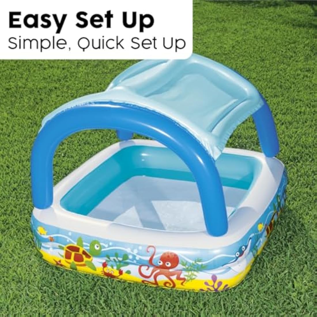 Bestway Inflatable Paddling Pool | Kids, Toddler Outdoor Garden Paddling Pool with Shade, Canopy Baby Pool, Ages 2+, Blue