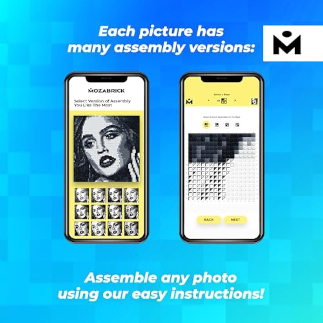 MOZABRICK Photo Construction Set Model S - Transform Any Picture into a Mosaic Wall Art Using Our Constructor and Web App. Infinite Pixel Art Possibilities Using Your Photos!