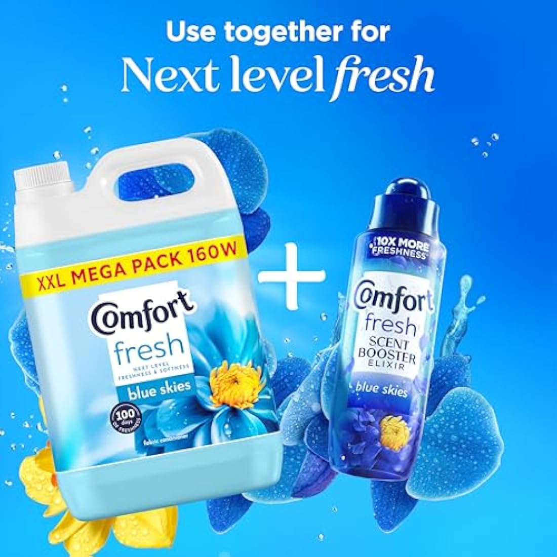 Comfort Fresh Blue Skies Fabric Conditioner Softener with Motion-Activated Fragrance Technology 100 Days of Freshness 160 washes (4.8 L)