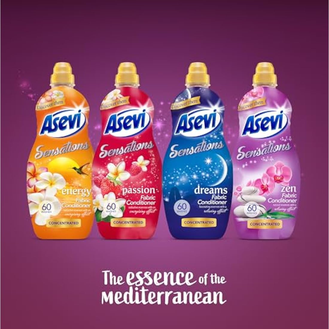 Asevi Sensations Fabric Conditioner, Laundry Conditioner, Liquid Fabric Conditioner, 1320ml, 60 Washes, Dreams