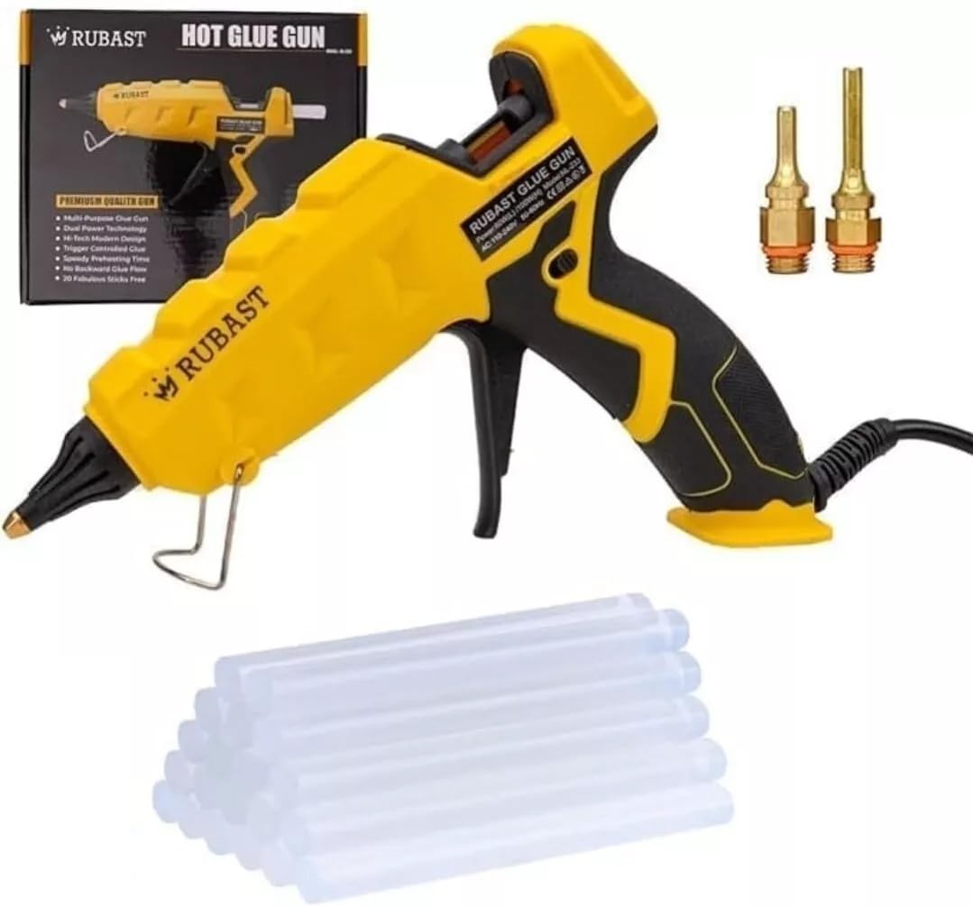 Full Size Heavy Duty Industrial Hot Glue Gun, 60/100w Dual Power & Dual Nozzle, Free 20 Glue Sticks Pack (15?11cm)- High Heating Temp Glue Gun