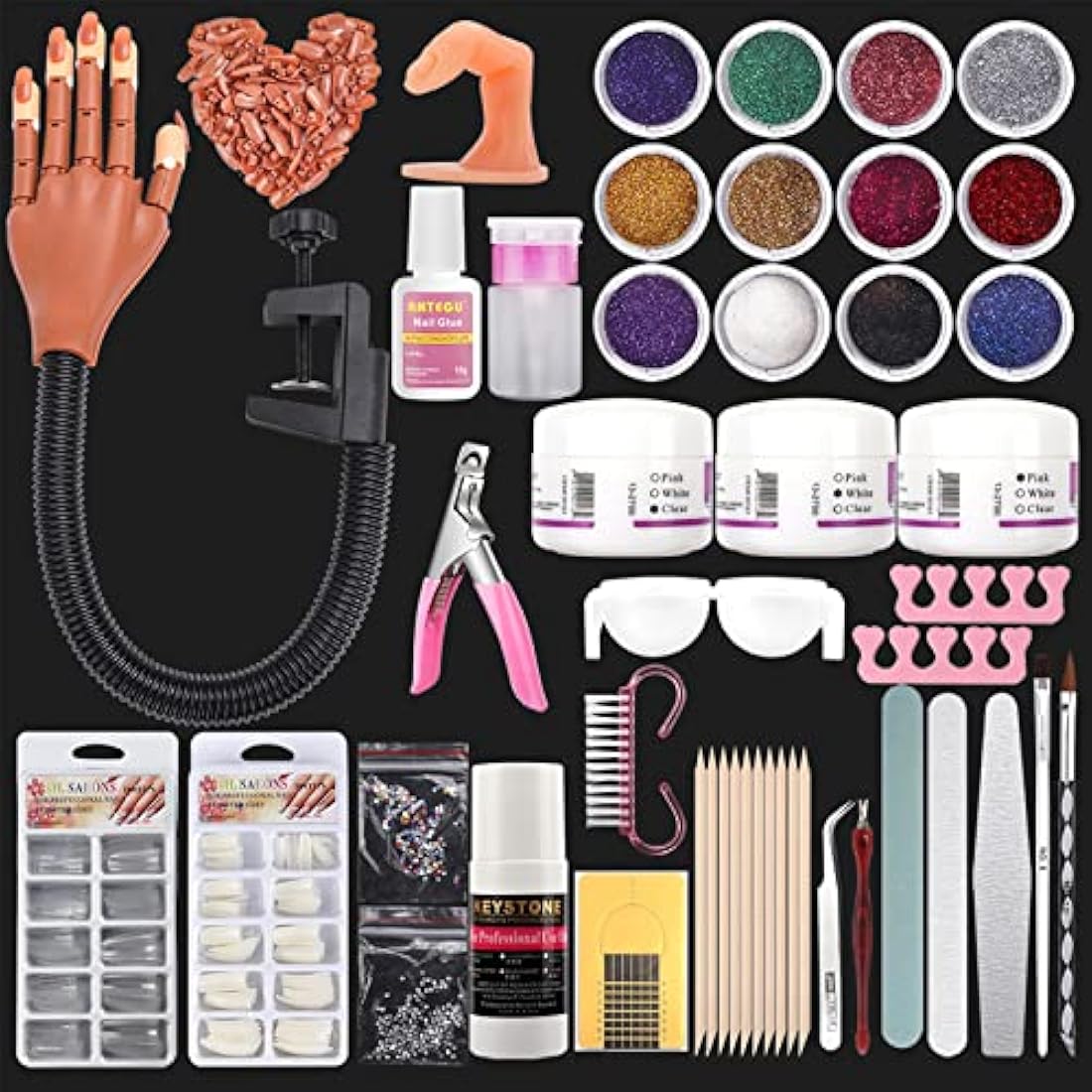 Deciniee Acrylic Nail Practice Hand - Flexible Professional Model - Adjustable Fake Hand for DIY Manicure