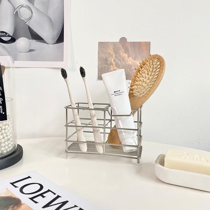 Electric toothbrush holder, stainless steel bathroom storage rack, drain storage rack (Silvery)