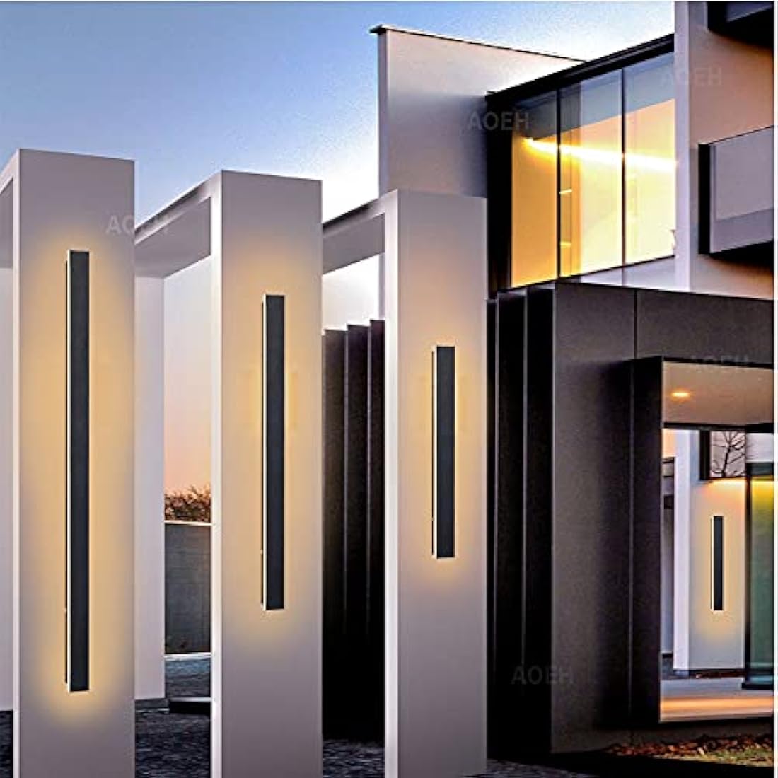 Outdoor Wall Lights LED Black Long Wall Sconce Ip65 Waterproof Outside Lights Rectangular Wall Lighting 3000k 45W Aluminum Exterior/Indoor Wall Light For Garden Villa Porch Terraces Garage,125cm*1