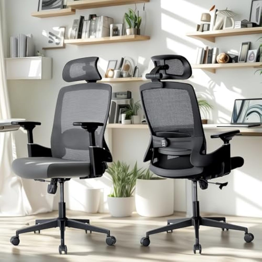 Realm of Thrones VALOUR Ergonomic Office Chair for Home, Gaming Desk Chair, 3D Headrest/High Back Mesh/Comfort Cushion Seat/3D Rotating Armrests/Adjustable Lumbar Support/Heavy Duty Steel Base (Black)