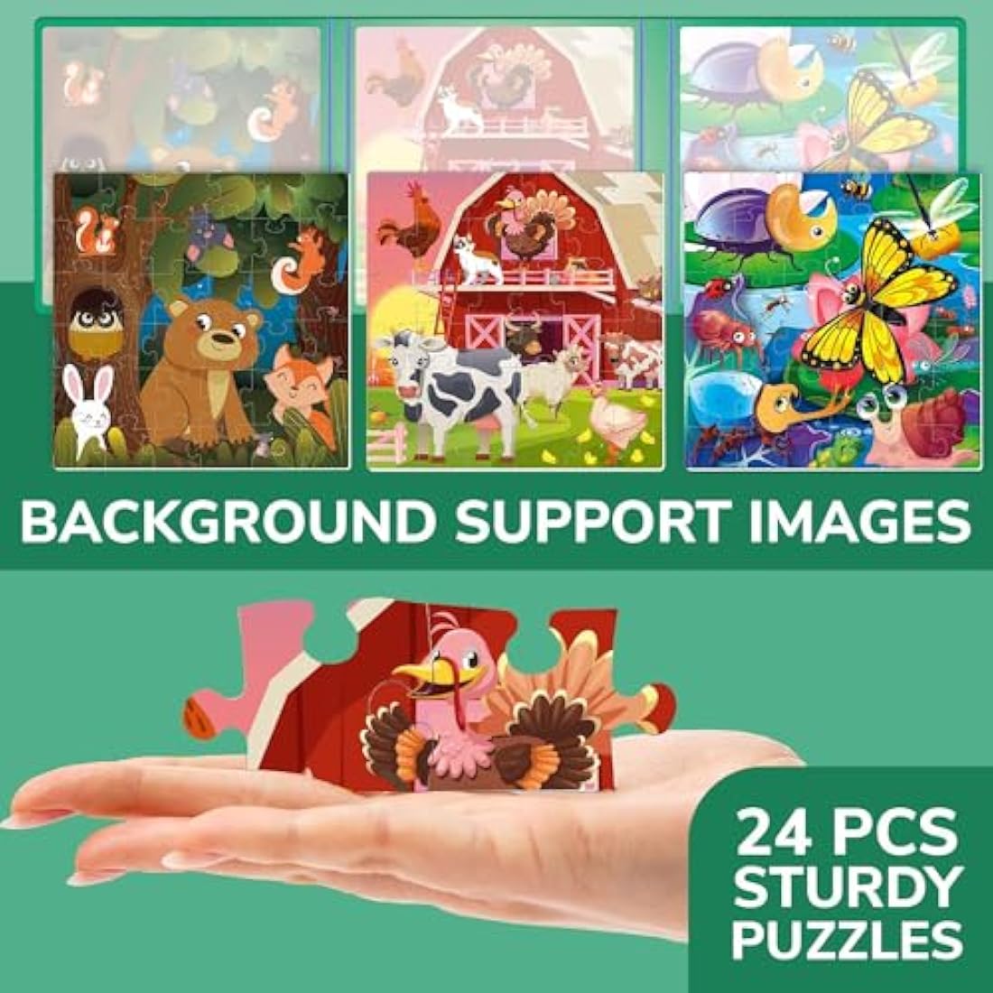 QUOKKA Magnetic Puzzles for 2 3 Year Olds - Travel Games for Kids Age 4 5 - Travel Toys for Toddlers on Plane Car Ride - 36 pc Jigsaw Farm Animals Games For 3 year olds - Plane Activities For Kids