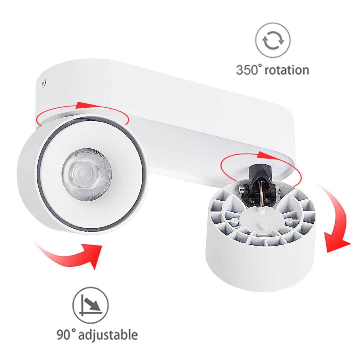 Budbuddy 2x12W LED Ceiling Spotlamps Orientable Swivel Spotlights White Surface Mounted Downlight Modern Indoor Ceiling Lights for Corridor Living