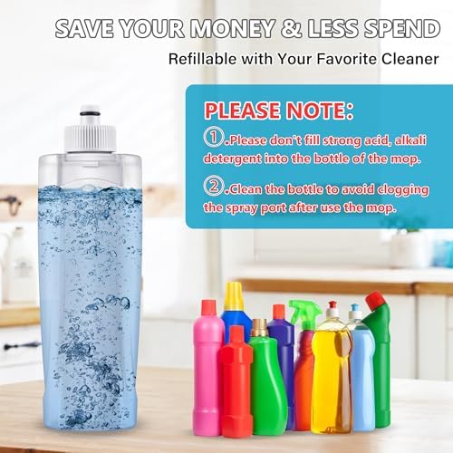 Microfibre Spray Floor Mop with Spray for Cleaning Floors, MEXERRIS Dust Wet Dry Mops with 3x Reusable Microfiber Pads & 1x Refillable Bottle for Hardwood Laminate Tiles Floors