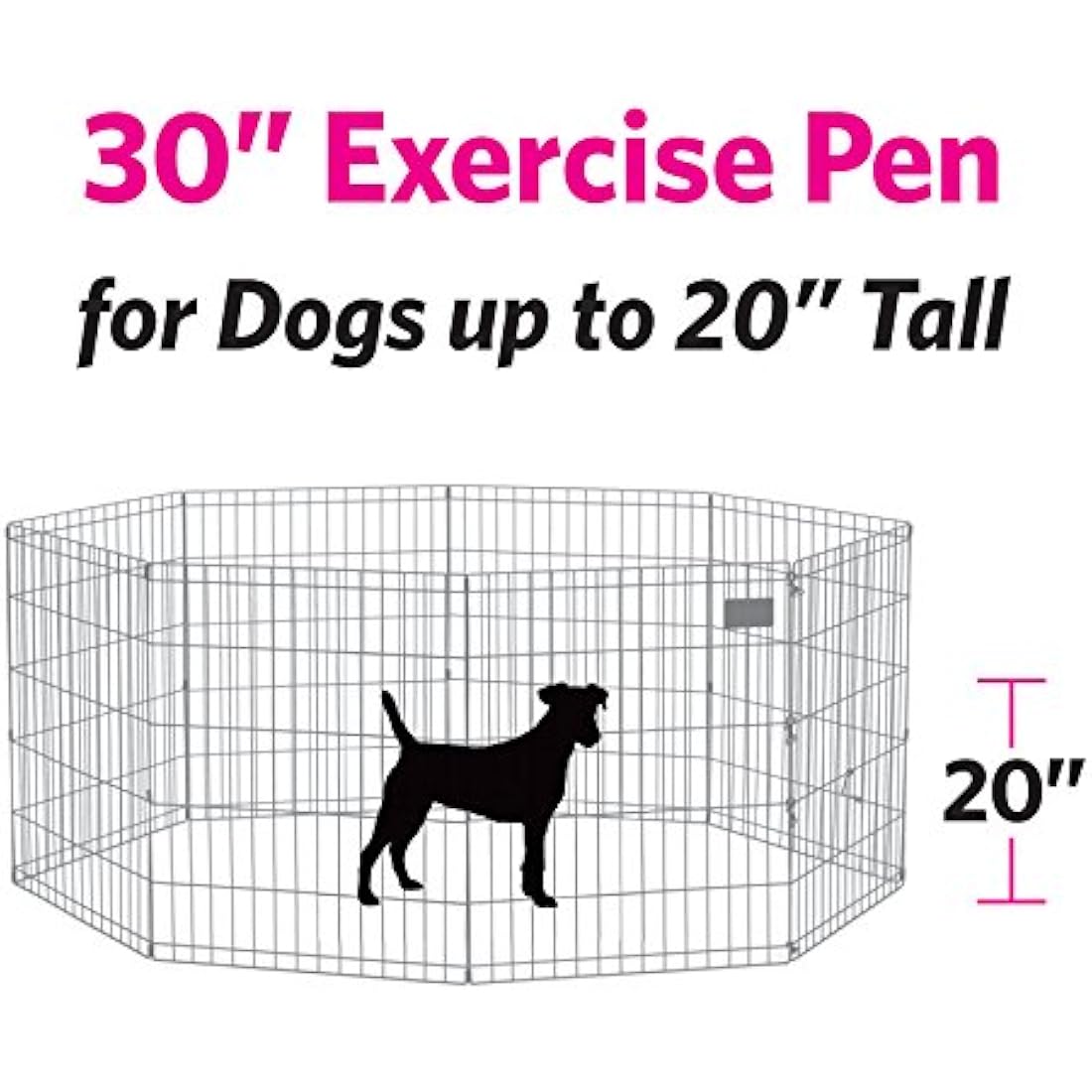 New World Folding Metal Dog Exercise Pen and Pet Playpen with No Door, Includes Grounding Stakes and Provides 1.5 Meters of Play Space, 76 cm Tall, Black E-Coated, B552-30
