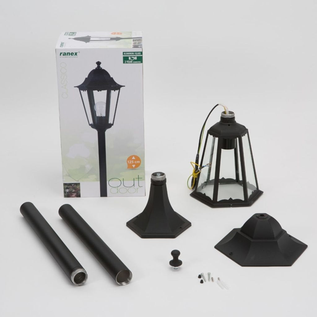 Smartwares Outdoor Lantern, Garden Post, Aluminium & Glass, 125cm, Wired, 60 Watt, E27