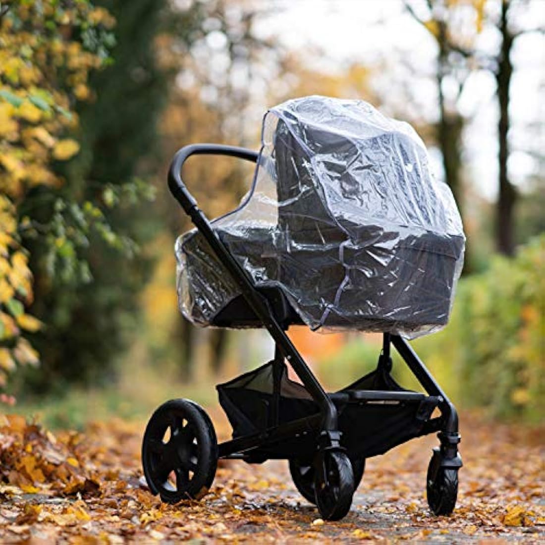 Zamboo Universal Rain Cover for Pram Carrycot (e.g. Hauck, Joie, ABC-Design etc.) | Air Circulating, Water Resistant and Durable Baby Protection Rain Shield (PVC-Free) - Grey