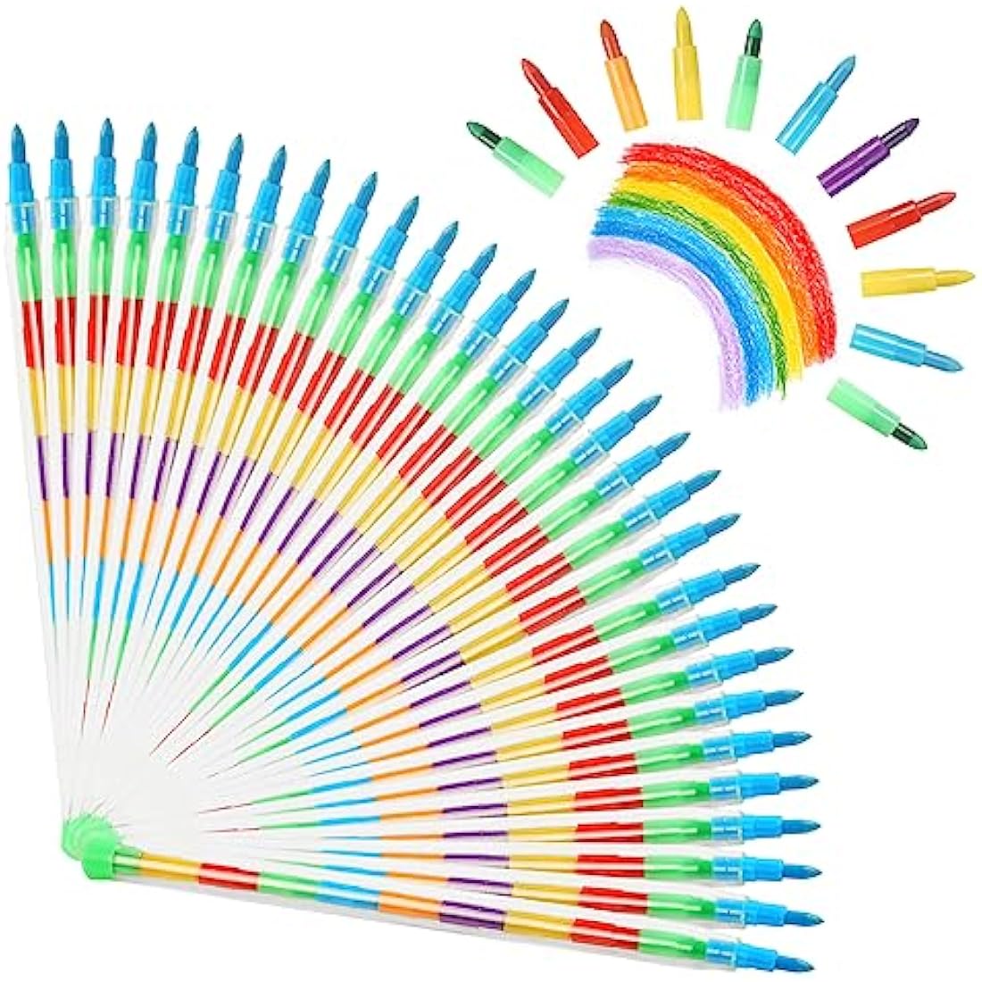 Vicloon Swop Point Colours, 30PCS Rainbow Point Crayons, 11 x Stacking Pencil Crayons For Kids