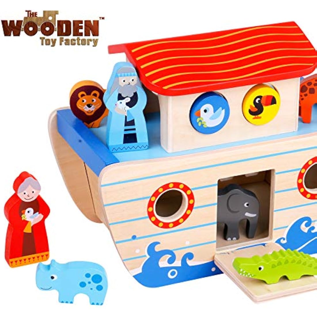The Wooden Toy Factory - Noah's Ark Playset Wooden Shape Sorter - Educational Toy