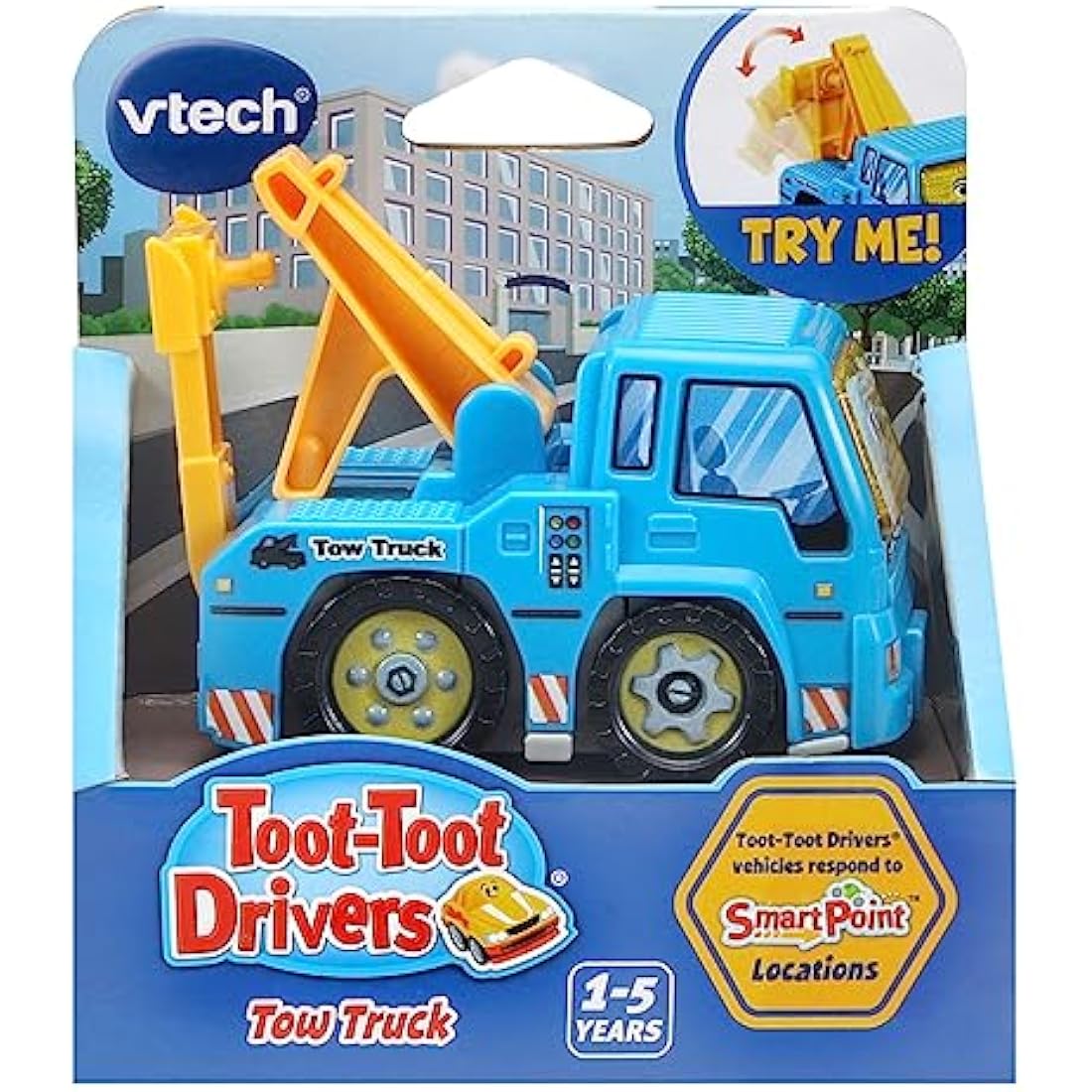 VTech Toot-Toot Drivers Tow Truck, Toy Car for 1 Year Old, Pretend Play Vehicle with Lights & Sounds, Interactive Toddlers Toy 12 Months, 2, 3, 4 +, English Version