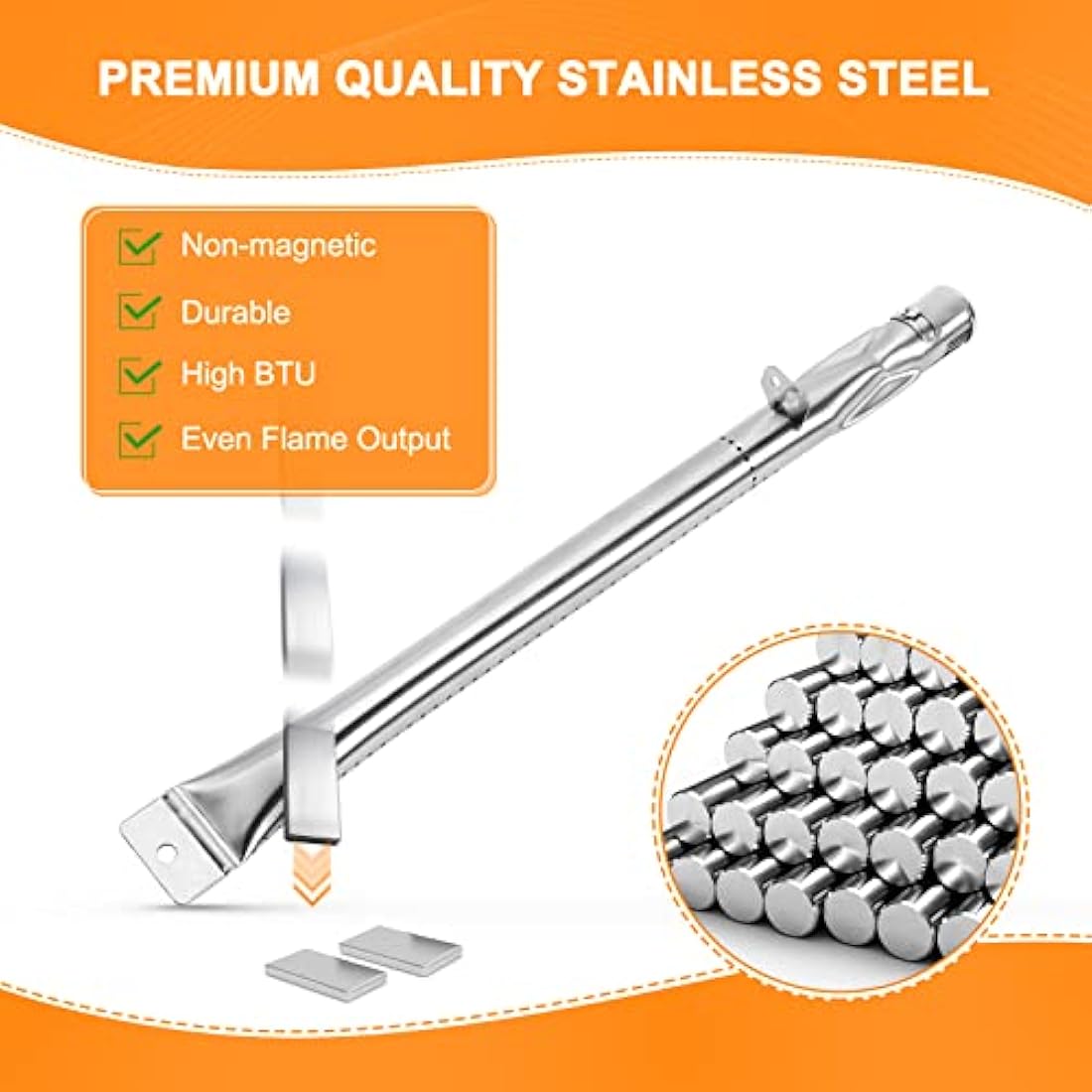 GFTIME 42cm Stainless Steel Burner for Outback, Swiss Grill, Enders Kansas SIK 4, Monroe Baujahr 2010, Napoleon Ultra Chef 430, Broil-master Gasgrill 6+1, Master Forge, Coobinox Flex, 4 Pack