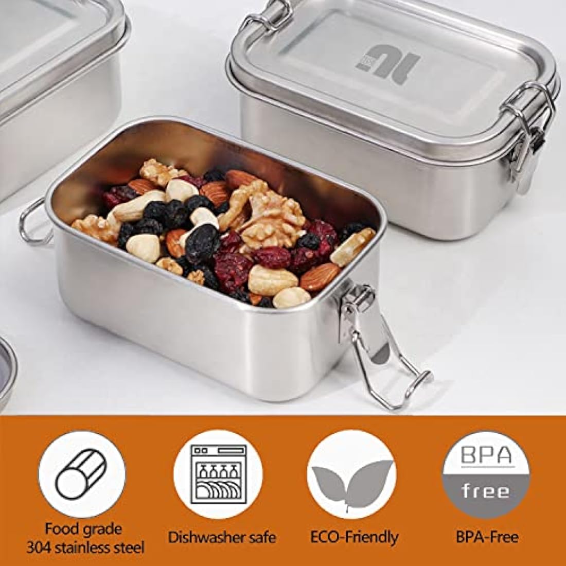 nicelock Small Food Storage Container Stainless Steel Lunch Snack Boxes Food Prep Containers with Lids Airtight Freezer & Dishwasher Safe | 400 ml | BPA-Free Plastic-Free | Pack of 3