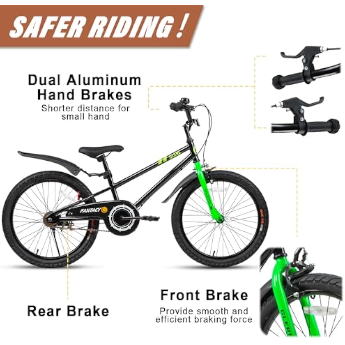 Glerc Fantacy 20 Inch Kids Bike for 2-14 Years Old Boys Girls with Water Bottle Holder & Stabilisers, Multiple Colors