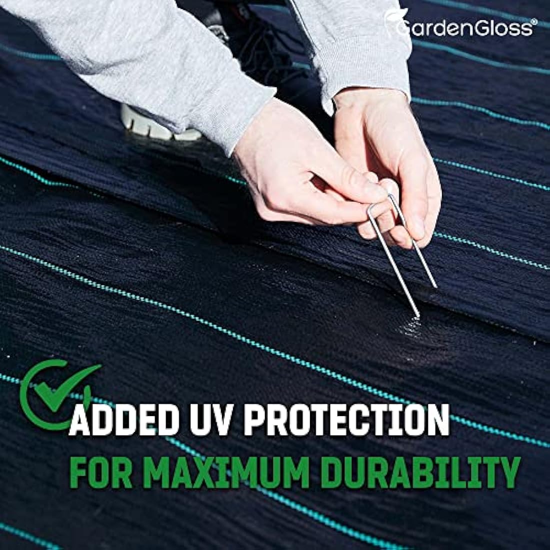 GardenGloss 20m2 Weed Control Membrane (100gsm) - Water Permeable and Tearproof Weed Barrier Fabric - Weed Control Fabric with High UV-Stabilisation (10m x 2m, folded)