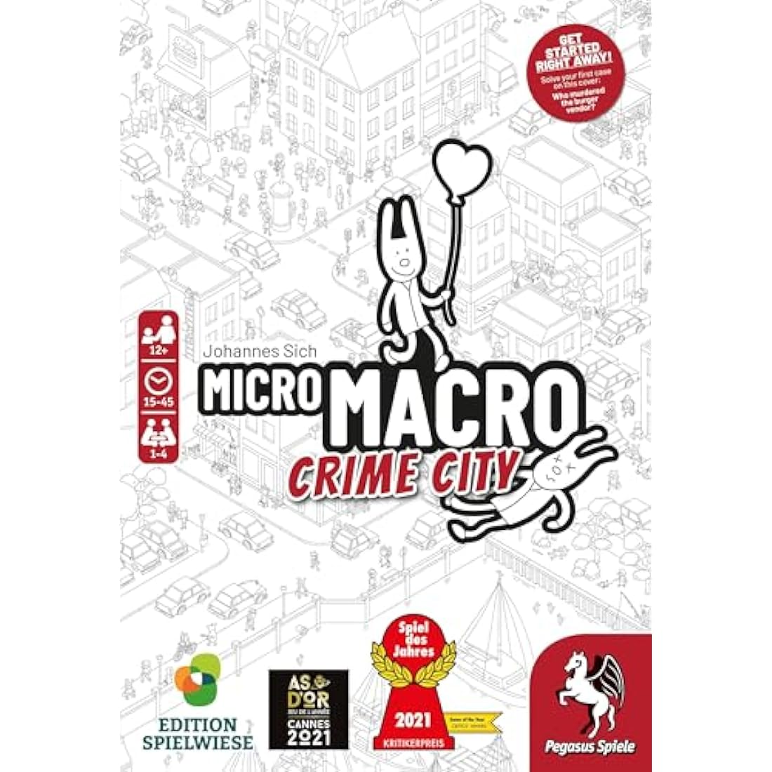 Pegasus Press | MicroMacro: Crime City | Board Game | Ages 12+ | 1-4 Players | 15-45 Minutes Playing Time
