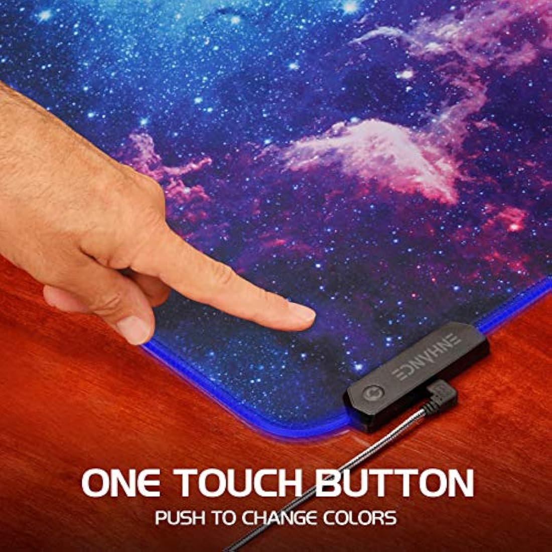 ENHANCE Extra Large LED Gaming Mouse Pad - Soft XXL Desk Mat with 7 RGB Colors, 3 Color Modes, Smart Control, Water Resistant High Speed Tracking Surface - (Galaxy) - Extended Pad - 32 x 14 inches