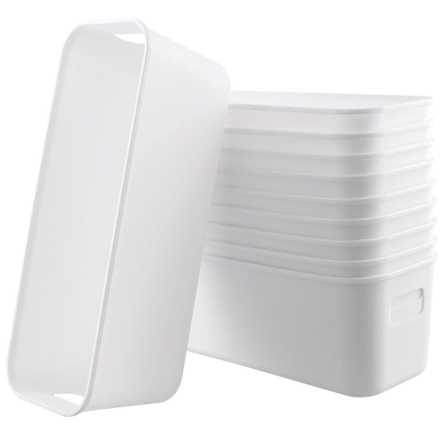 MAHIONG 10 PCS Narrow Storage Box, Plastic Small Storage Baskets with Handles, Cupboard Organiser Storage Boxes for Kitchen, Home, Office, Bathroom