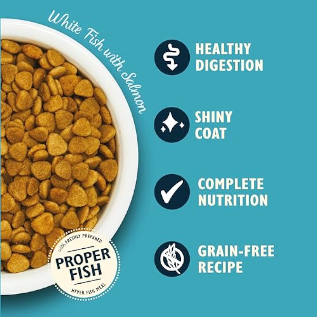 Lily's Kitchen Made with Natural Ingredients Adult Dry Cat Food White Fish with Salmon Grain-Free Recipe 4 x 800g
