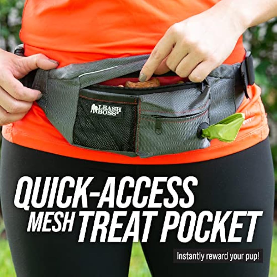 Leash Boss Dog Treat Pouch for Training | Dog Treat Fanny Pack for Walking, Running, Hiking | Portable Kibble Snack Container for Pets | 3 Pack, Grey, 168g