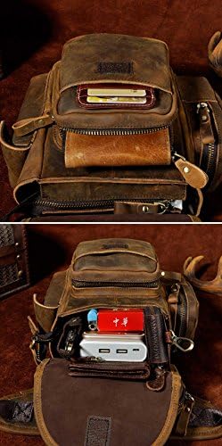 Le'aokuu Mens Genuine Leather Motorcycle Cycling Hip Bum Fanny Belt Waist Pack Drop Leg Thigh Messenger Bag 3109