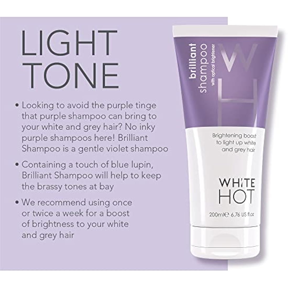 White Hot Cleanse & Condition Trio: brightening hair care regime to cleanse & add gloss to white & grey hair, purple shampoo