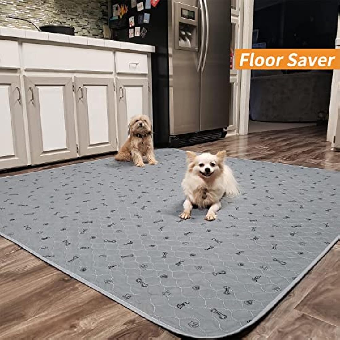 Washable Dog Pee Pad 182x182 Extra Large, Fast Absorbent Reusable Puppy Pads, Waterproof Pet Training Pads with Bone Print,Non-Slip Whelping Pad for Dog Playpen, Incontinence, Housebreaking