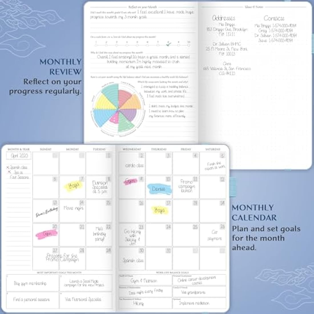 Legend Planner Hourly Schedule – Weekly & Daily Organizer with Time Slots. Appointment Book Journal for Work, Undated, A5 (Periwinkle)