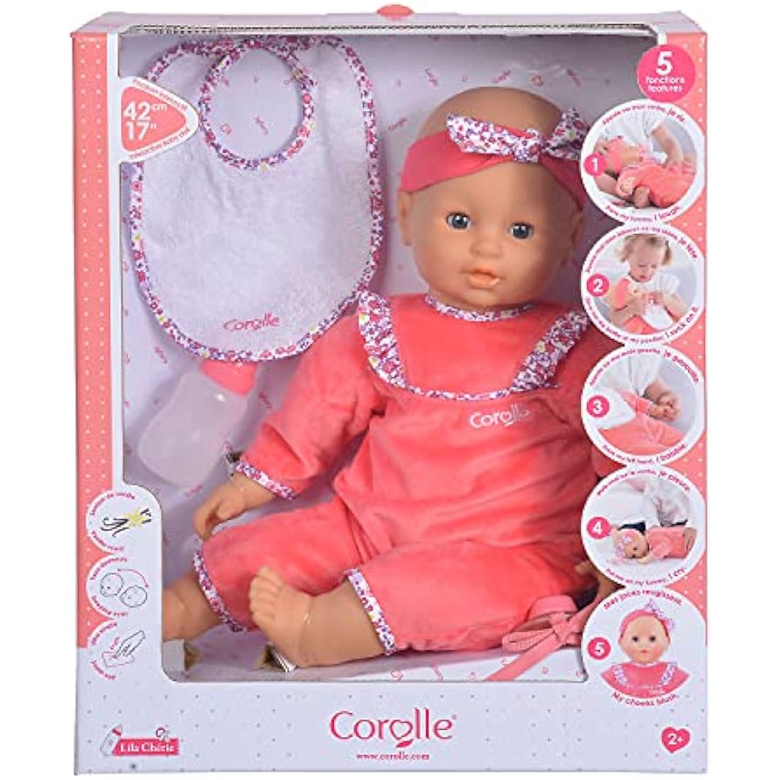 Corolle 9000150060 - Mon Grand Poupon Purple Chérie 42 cm French Doll with Charm and Vanilla Fragrance