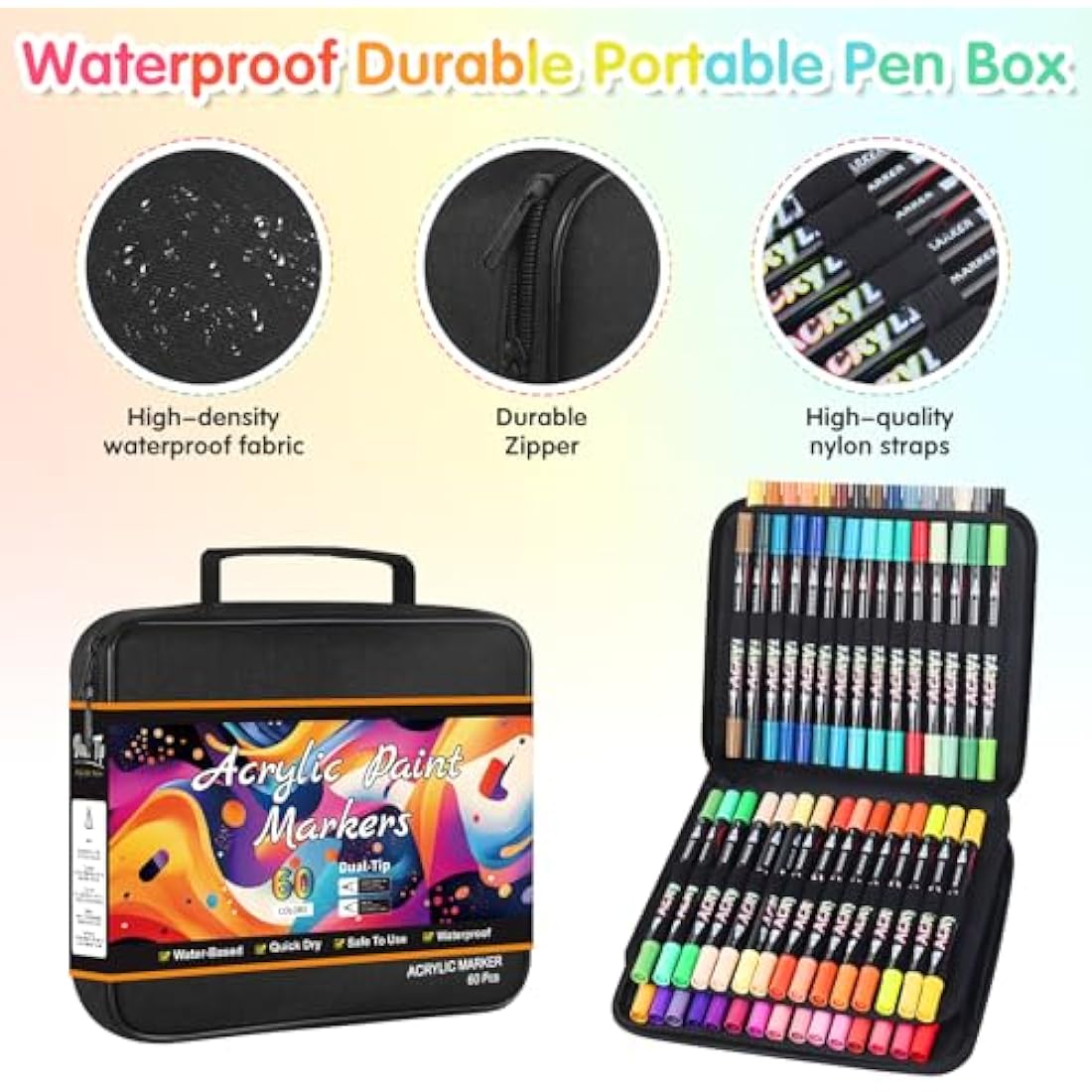Sanyetral 60 Colors Acrylic Paint Pens-Based Acrylic Paint Markers for Wood,Canvas,Rock Painting,Glass,Ceramic,Stone Surfaces,DIY Crafts Making