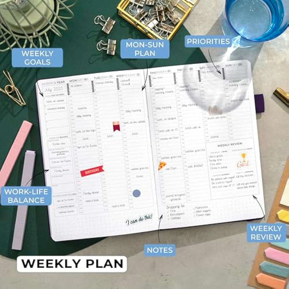 Clever Fox Planner Schedule – Undated Weekly & Monthly Life Planner with Time Slots, Appointment Book & Daily Organizer, A5 (Purple)