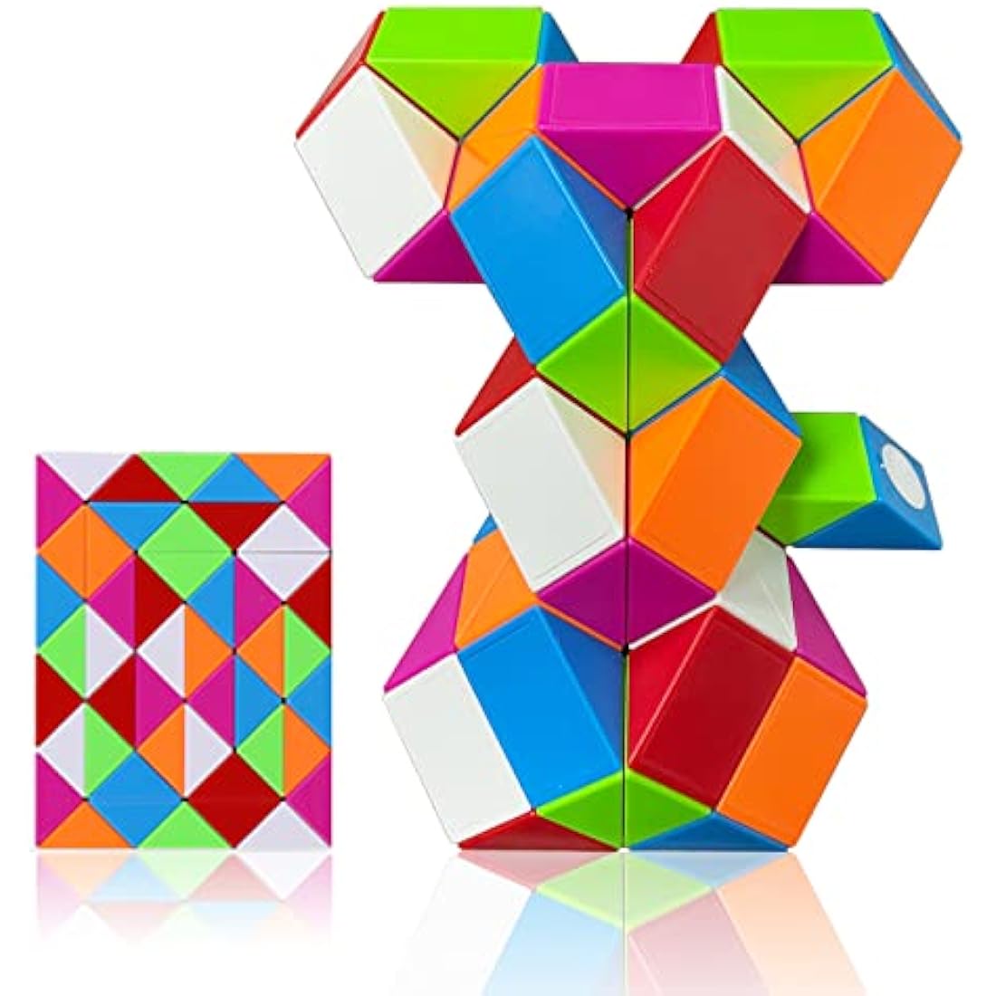 EACHHAHA Magic Snake 48 Parts - Christmas Stocking Fillers for Kids - Snake Cube Puzzle & Fidget Toys - Twist Puzzle Brain Teaser - Educational Toys & Party Bag Fillers (Rainbow*1)