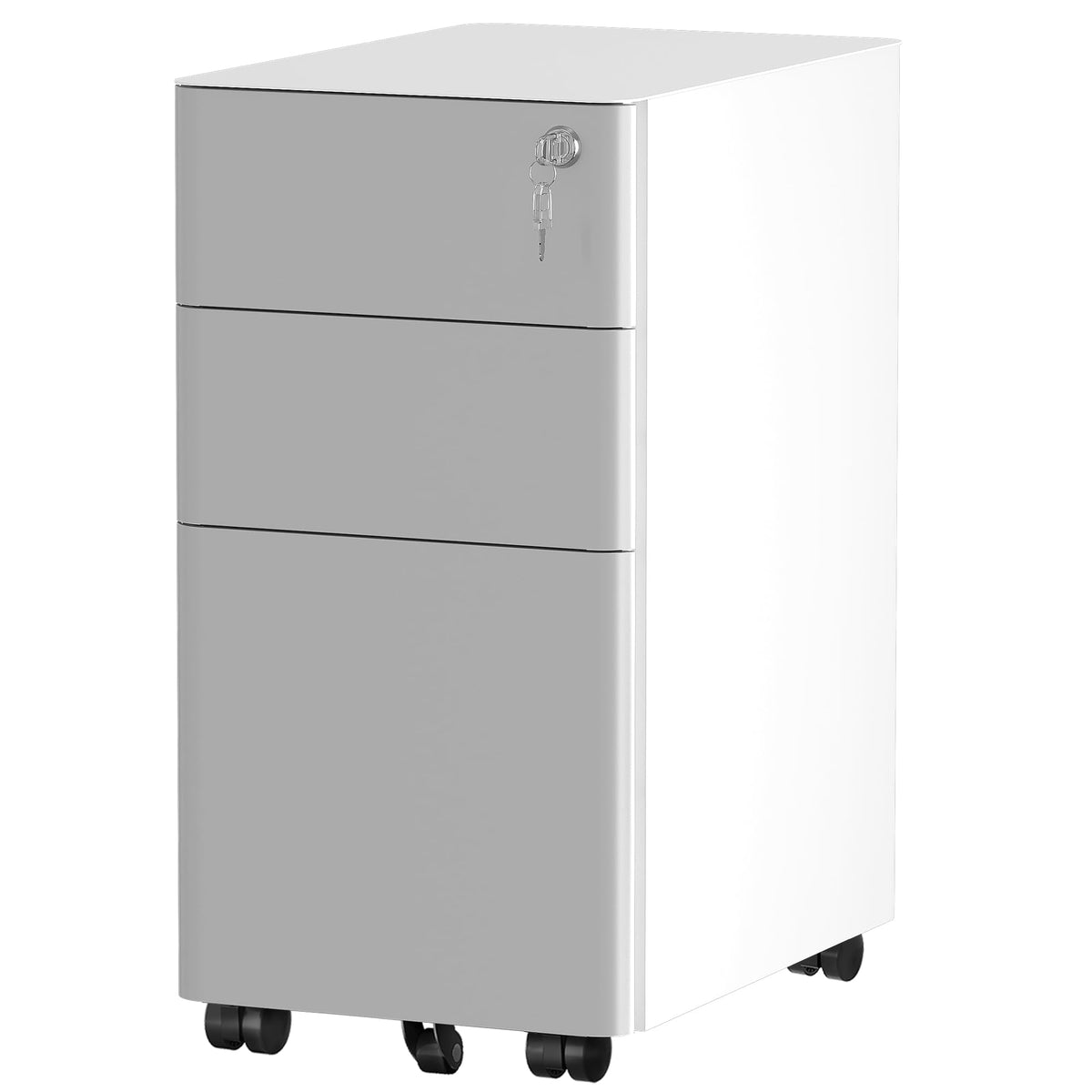 YITAHOME 3-Drawers Filing Cabinet Lockable, Home Office Mobile File Cabinets with Wheel, Under Desk File Office Cabinet for Letter/Legal/A4, Fully