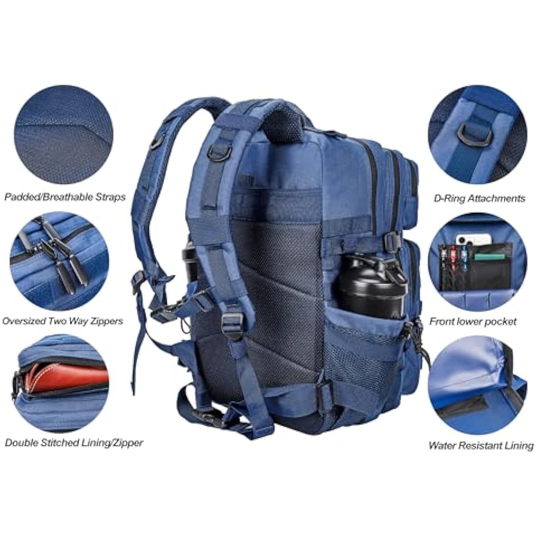 LHI Military Tactical Backpack for Men and Women 45L Large waterproof Rucksack for School, Hiking, Trekking, Hunting