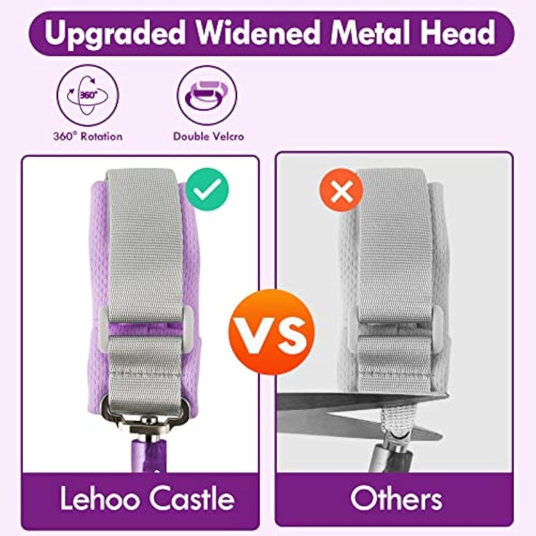 Lehoo Castle Baby Reins for Walking, 1.5M Toddler Reins for Kids with Induction Lock, Anti Lost Wrist Link Wrist Reins, Child Safety Harness for Boys and Girls (Purple)