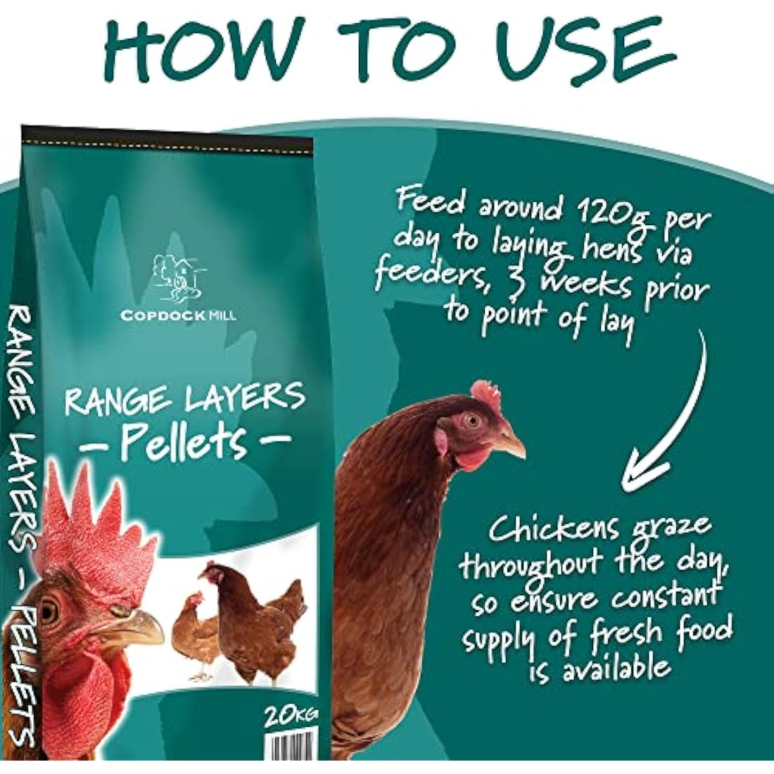 Copdock Mill Range Layers Pellets 20kg – Chicken Food for Hens and Laying Poultry, Ducks, Geese, Bantams – 100% Natural Pellets