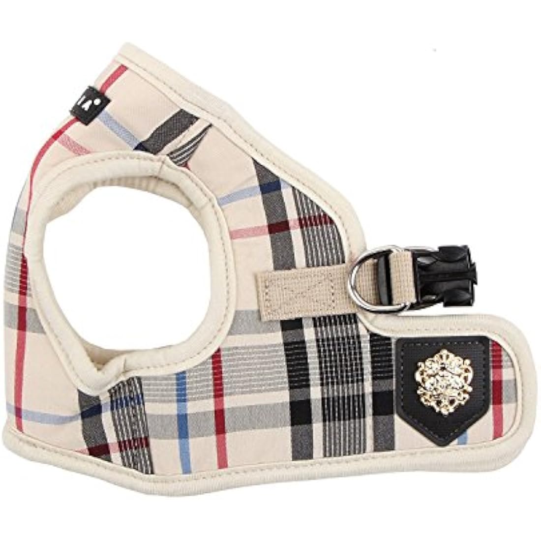 Puppia Junior - Checkered Dog Harness small dogs - Soft Vest - Also usable as Puppy Harness - Anti Pull Dog Lead, Beige, XL