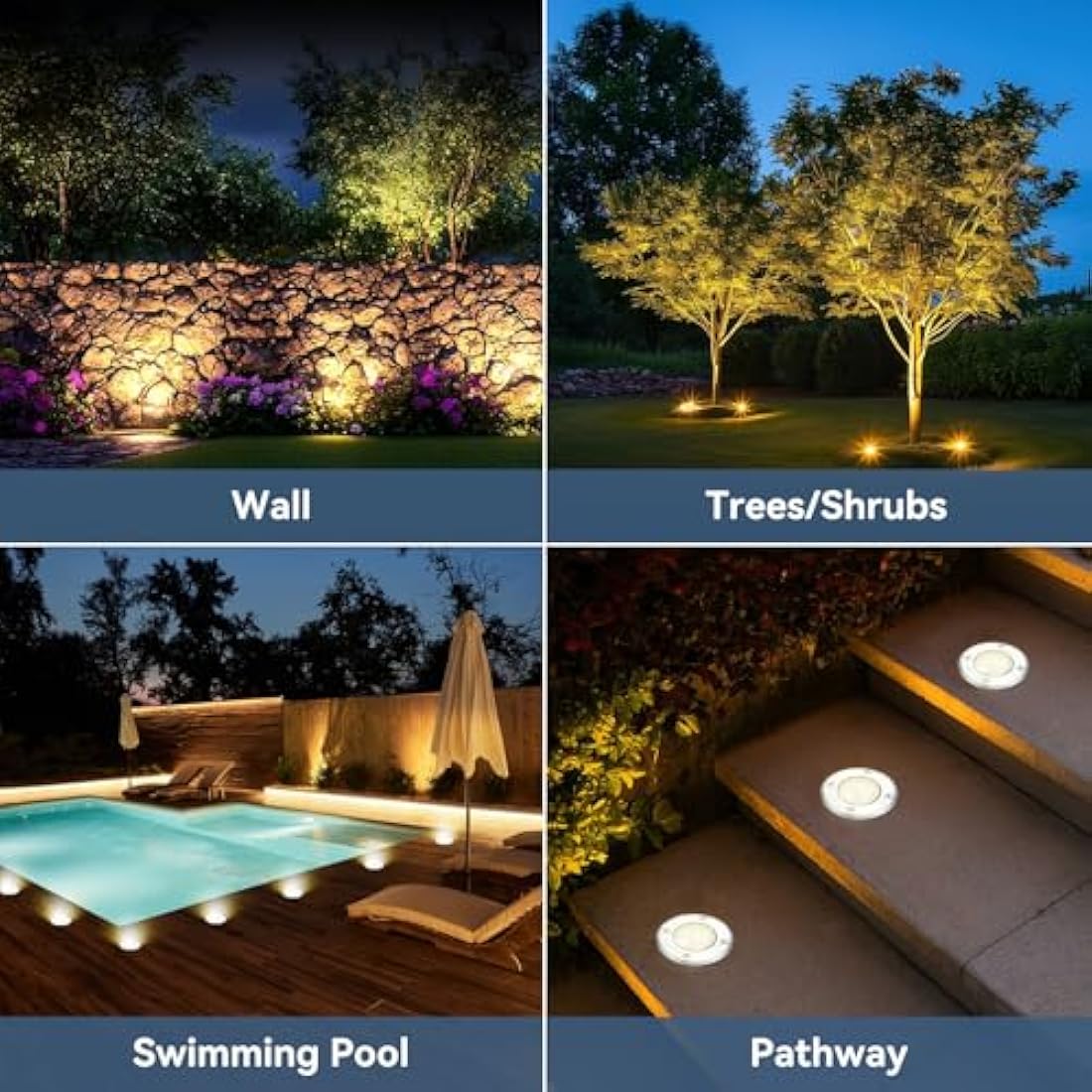 Buried Lights,Goodia Led Warm White Buried Landscape Lamp Ground Lamp for Garden,Outdoor lighting-IP65 AC85-265V(4Pack,3W)