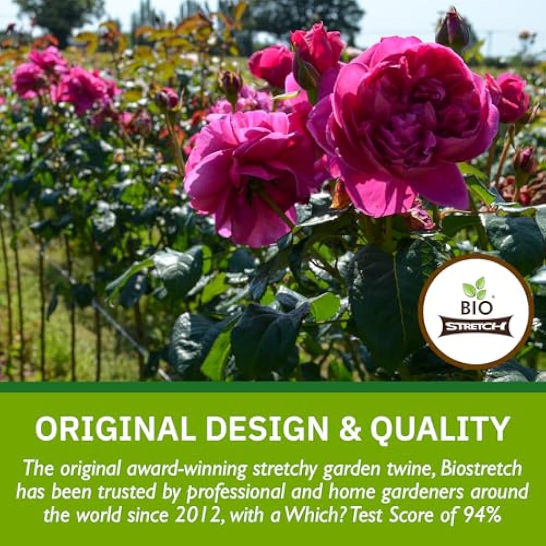 Biostretch Extra Wide Soft Tree Ties - Strong & Stretchy Support for Large Plants & Young Trees - Cut-to-Length Garden Tape for Home & Professional Gardening (16M / 52 ft)