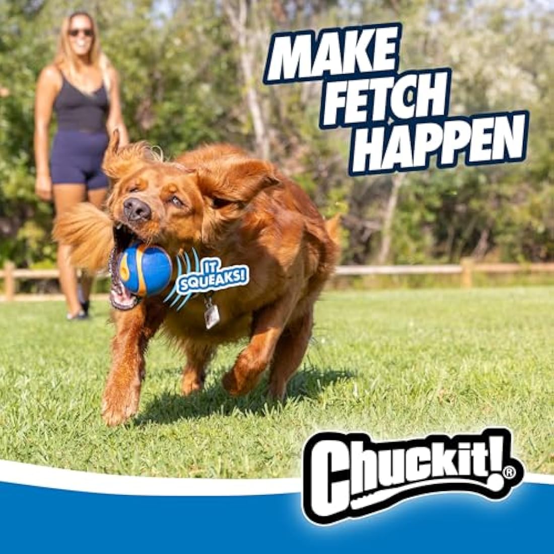 ChuckIt! Ultra Squeaker Ball Dog Toy, Durable High Bounce Floating Rubber Squeaky Dog Ball, Launcher Compatible Toy For Dogs, 1 Pack, X-Large