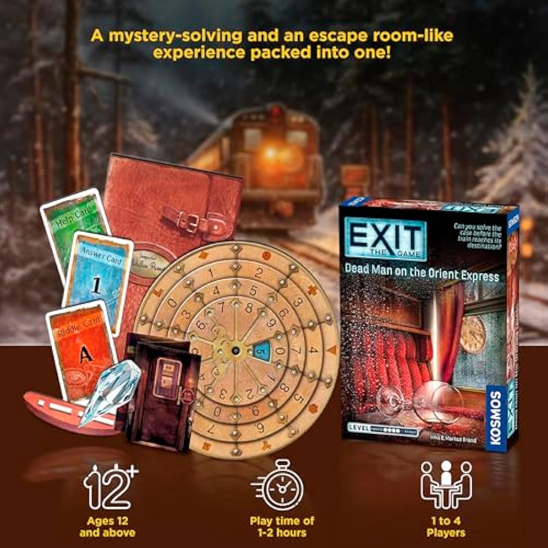 Thames & Kosmos - EXIT: Dead Man on the Orient Express - Level: 4/5 - Unique Escape Room Game - 1-4 Players - Puzzle Solving Strategy Board Games for Adults & Kids, Ages 12+ - 694029