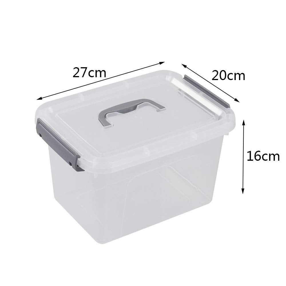 Bringer Set of 6 Clear Plastic Storage Box, 5 L Storage Latch Boxes