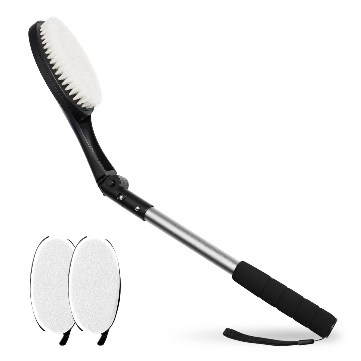 EASACE Body Brush for Back, Adjustable Head Long Handle Bath Brush for Showering, Back Scrubber, Shower Brush with Soft Bristles for Wet or Dry