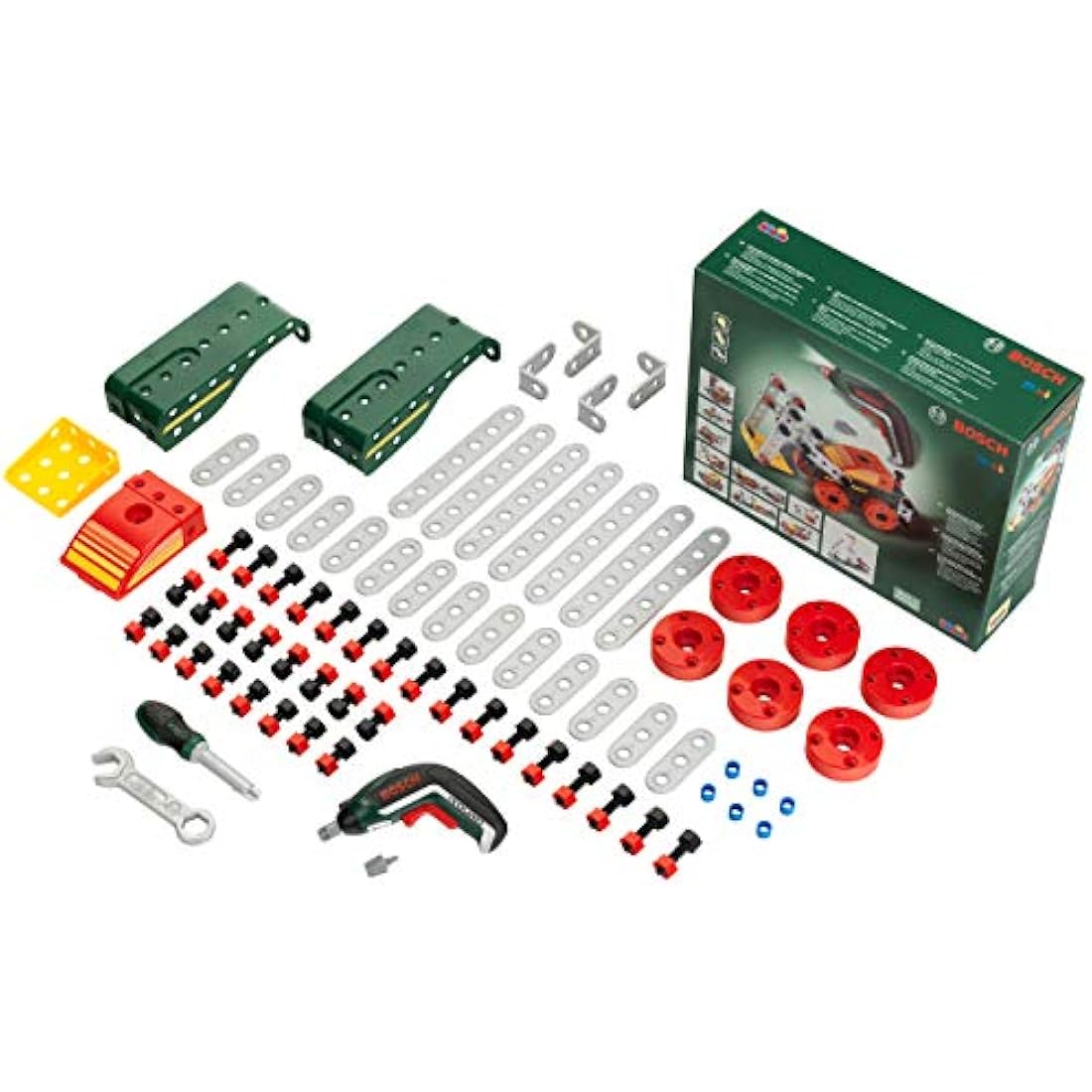 Theo Klein 8497 Multi-Tech Construction Set with Bosch Ixolino I 107 Components I Battery-Powered Ixolino with Light and Sound I Dimensions: 32 cm x 27 cm x 9.5 cm Multi - Colored