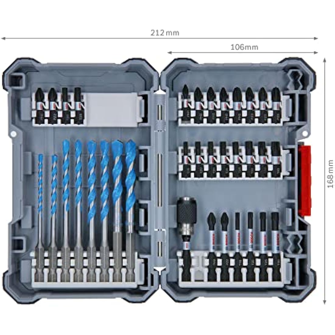 Bosch Professional 35 pieces MultiConstruction Drill Bit & Impact Control Screwdriver Bit Set (Pick and Click, HEX-9, Accessories for Impact Drivers)
